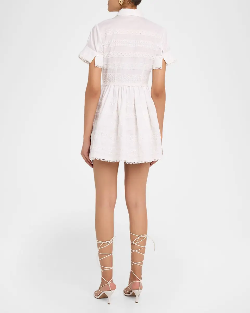 Cara Cara Kai Lace Cotton Mini Shirtdress | Thumbnail 3 Cara Cara Kai Lace Cotton Mini Shirtdress | Thumbnail 3