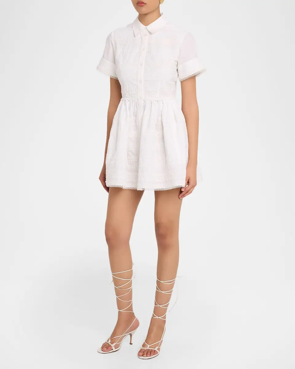 Cara Cara Kai Lace Cotton Mini Shirtdress | Thumbnail 4 Cara Cara Kai Lace Cotton Mini Shirtdress | Thumbnail 4
