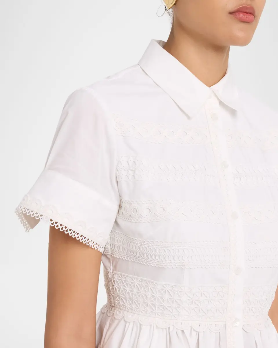 Cara Cara Kai Lace Cotton Mini Shirtdress | Thumbnail 5 Cara Cara Kai Lace Cotton Mini Shirtdress | Thumbnail 5