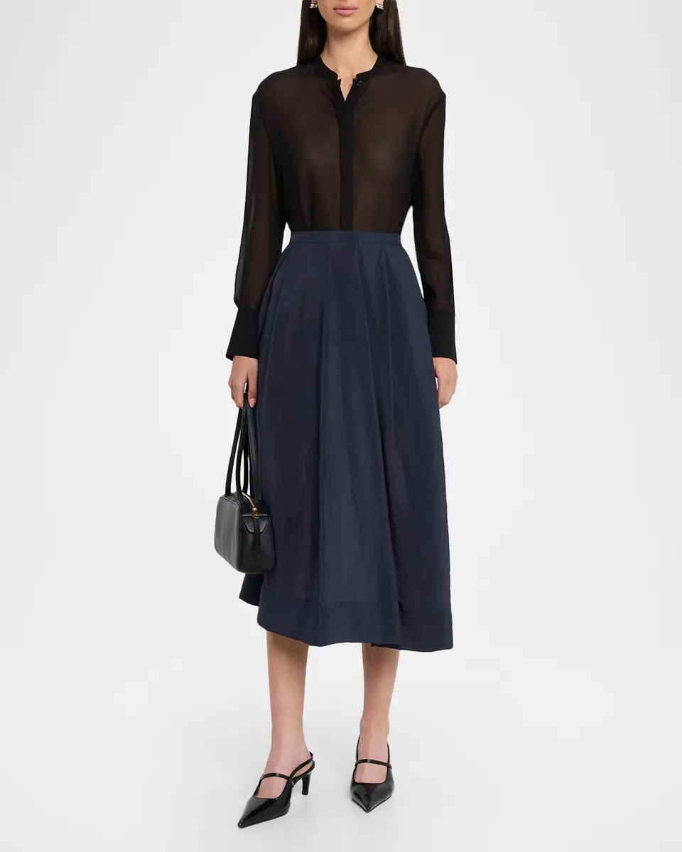 Emporio Armani Pleated High-Low Midi Skirt | Thumbnail 2 Emporio Armani Pleated High-Low Midi Skirt | Thumbnail 2
