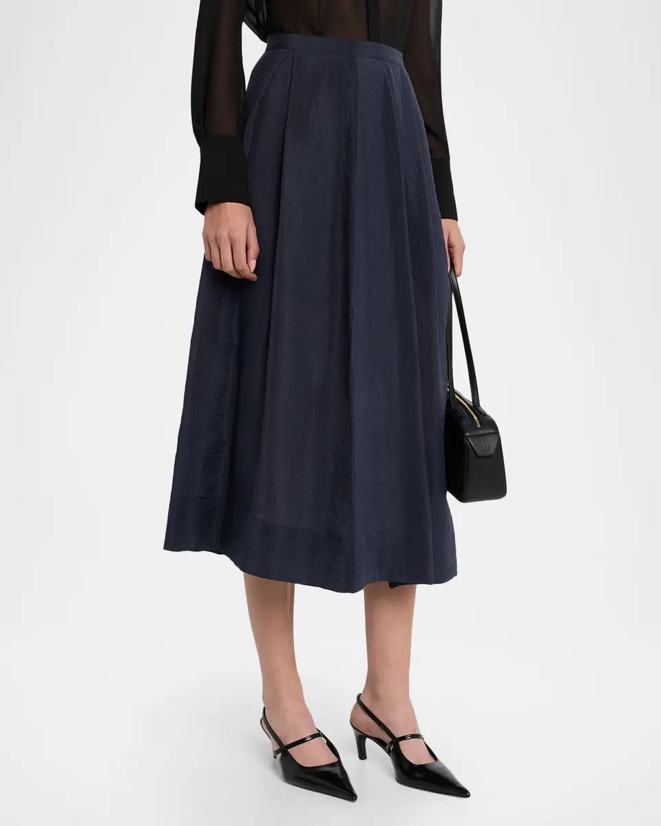 Emporio Armani Pleated High-Low Midi Skirt | Thumbnail 4 Emporio Armani Pleated High-Low Midi Skirt | Thumbnail 4