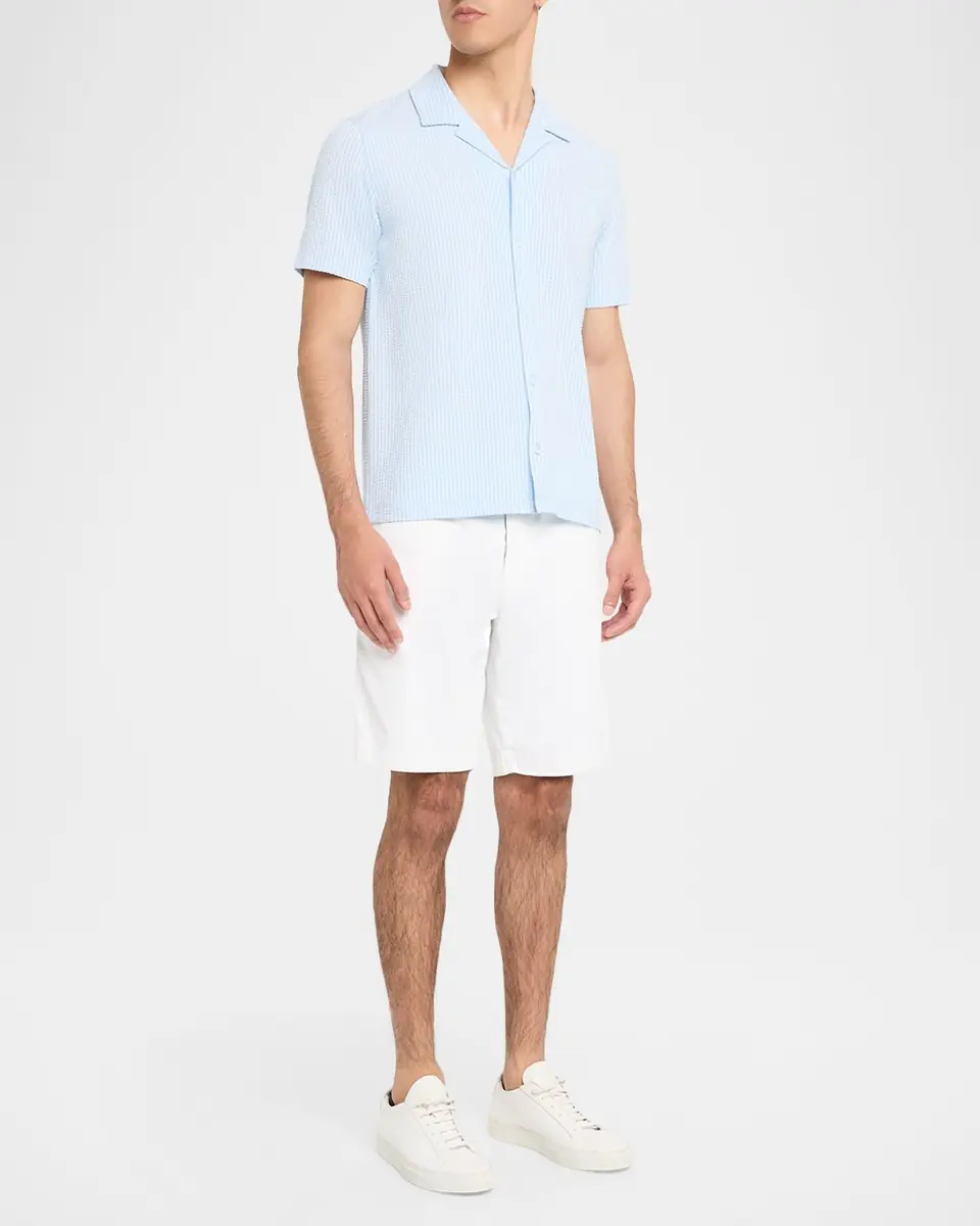 Vince Men's Seersucker Stripe Short-Sleeve Shirt | Thumbnail 2