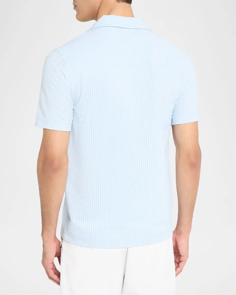 Vince Men's Seersucker Stripe Short-Sleeve Shirt | Thumbnail 3