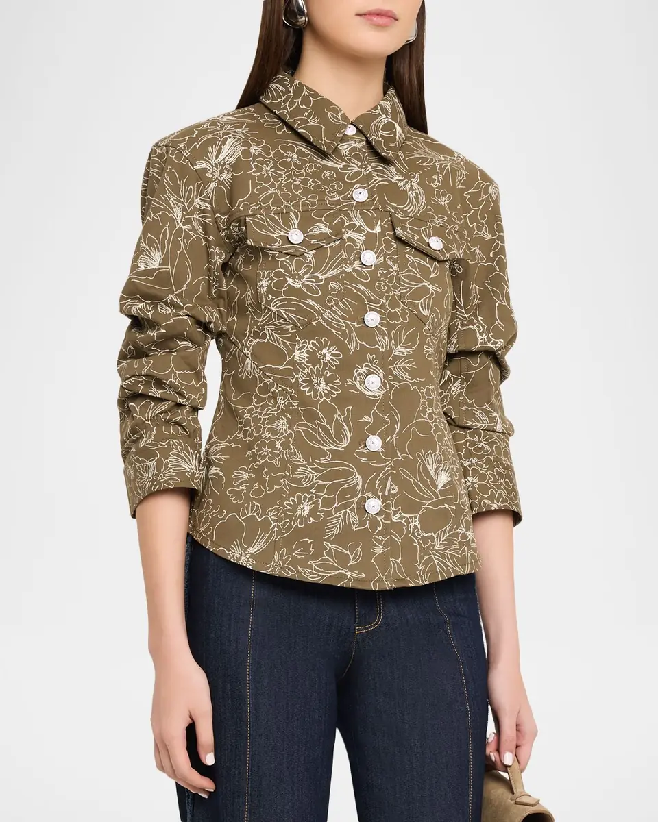 Cinq à Sept Canyon Garden Doodle Scrunched Jacket | Thumbnail 3 Cinq à Sept Canyon Garden Doodle Scrunched Jacket | Thumbnail 3