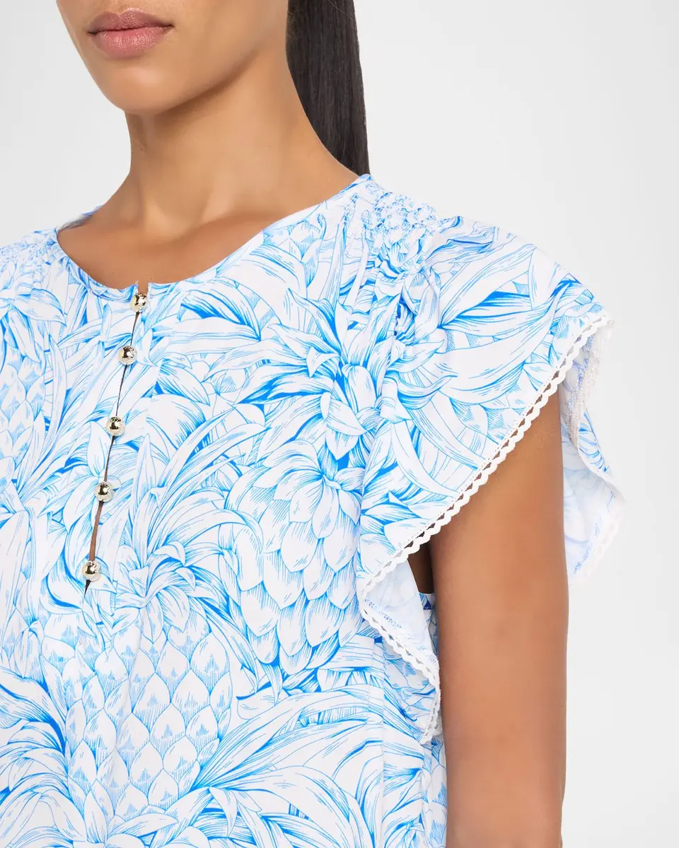 Melissa Odabash Lenni Pineapple Short-Sleeve Mini Dress | Thumbnail 4