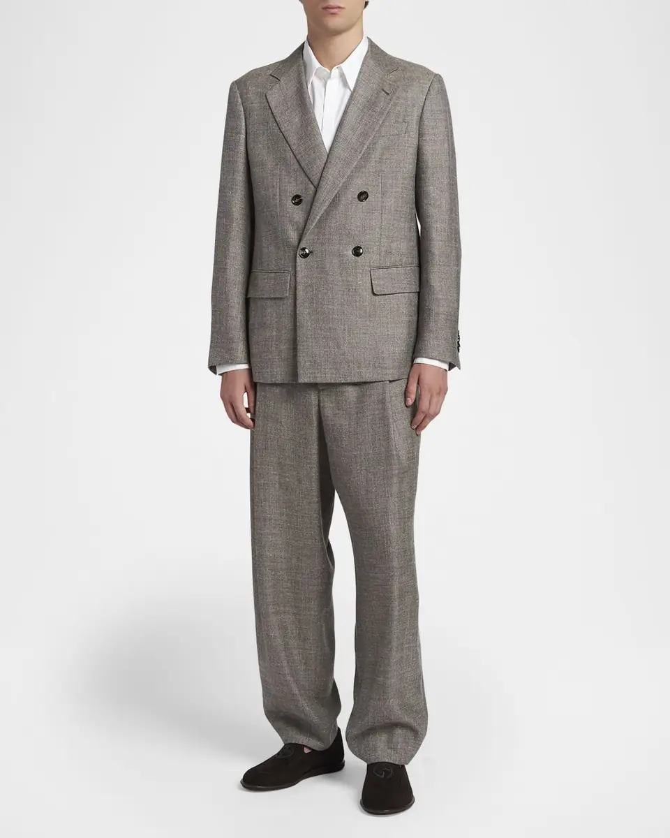 Giorgio Armani Men's Silk, Linen and Wool Double-Breasted Sport Coat | Thumbnail 2 Giorgio Armani Men's Silk, Linen and Wool Double-Breasted Sport Coat | Thumbnail 2