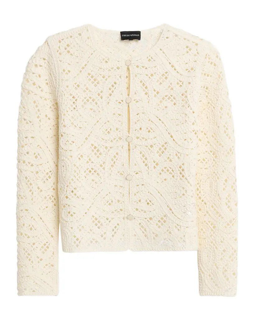 Emporio Armani Open-Stitch Knit Cardigan | Image 1 Emporio Armani Open-Stitch Knit Cardigan | Image 1