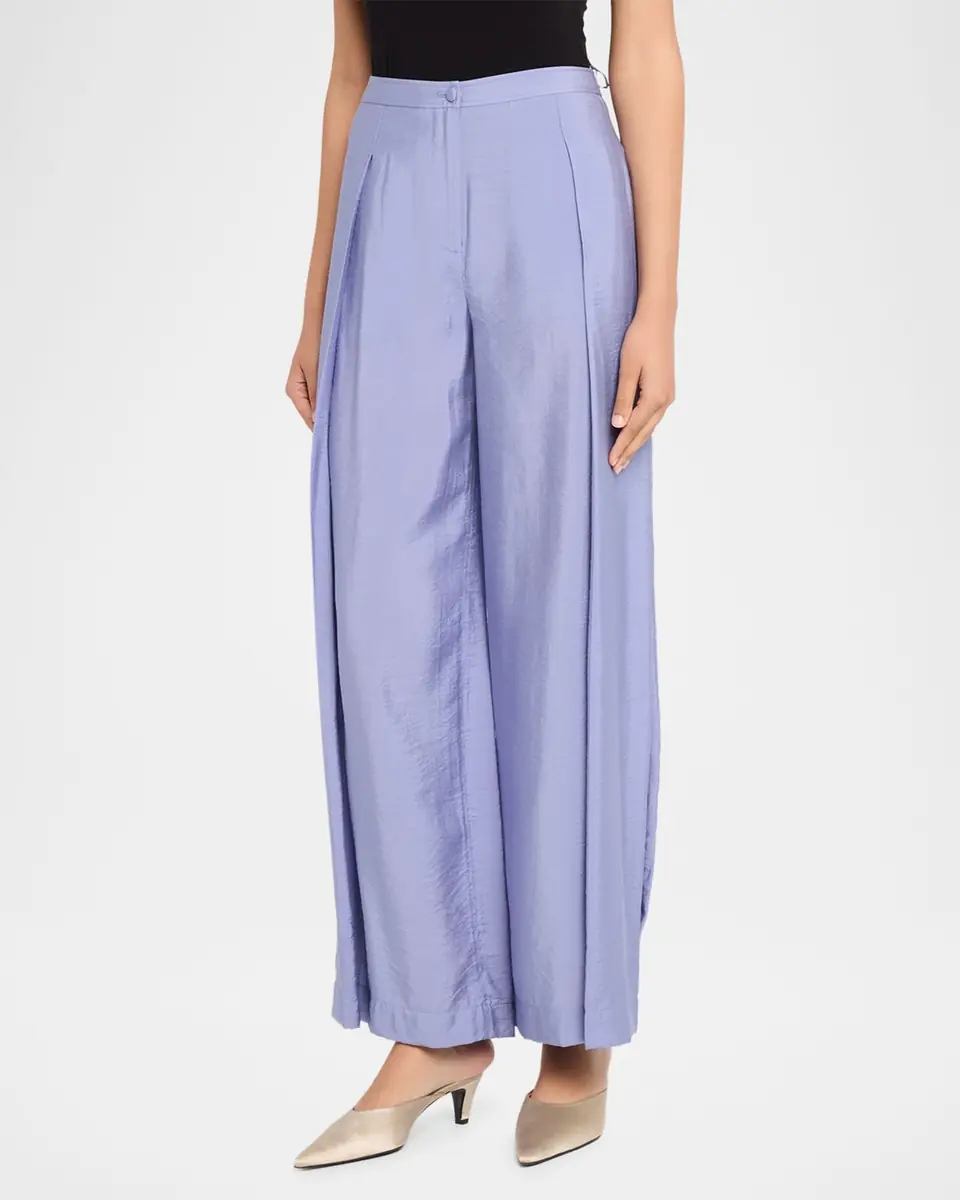 Emporio Armani Pleated Wide-Leg Viscose Trousers | Thumbnail 4 Emporio Armani Pleated Wide-Leg Viscose Trousers | Thumbnail 4