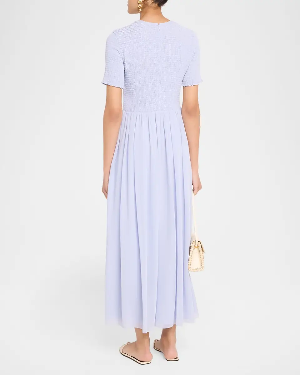 Emporio Armani Smocked Technical Georgette Midi Dress | Thumbnail 3 Emporio Armani Smocked Technical Georgette Midi Dress | Thumbnail 3