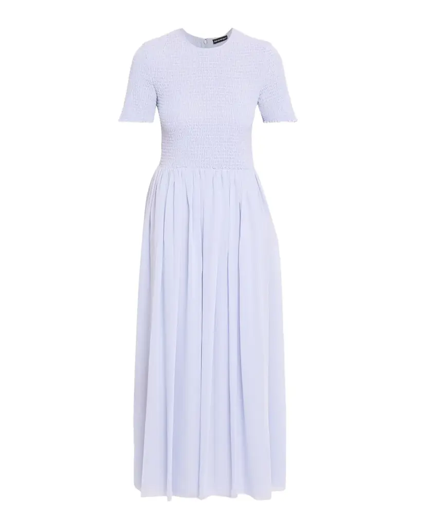 Smocked Technical Georgette Midi Dress Smocked Technical Georgette Midi Dress
