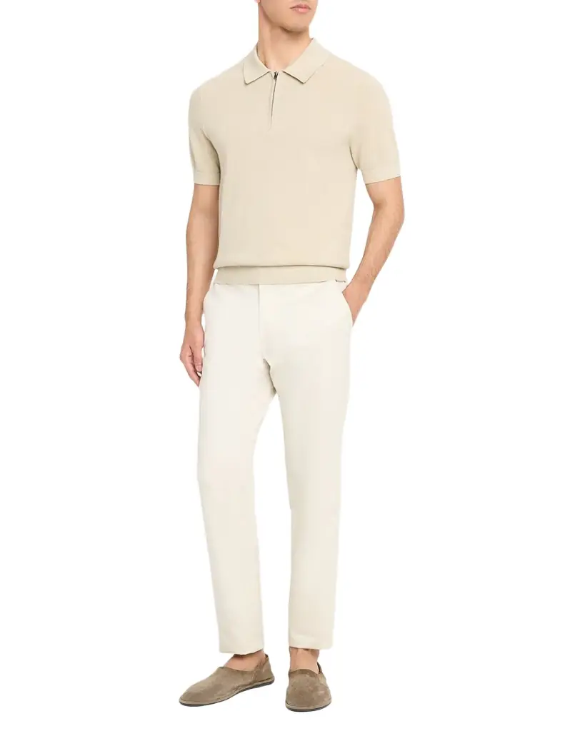 Vince Men's Cotton and Cashmere Pique Half-Zip Polo Shirt