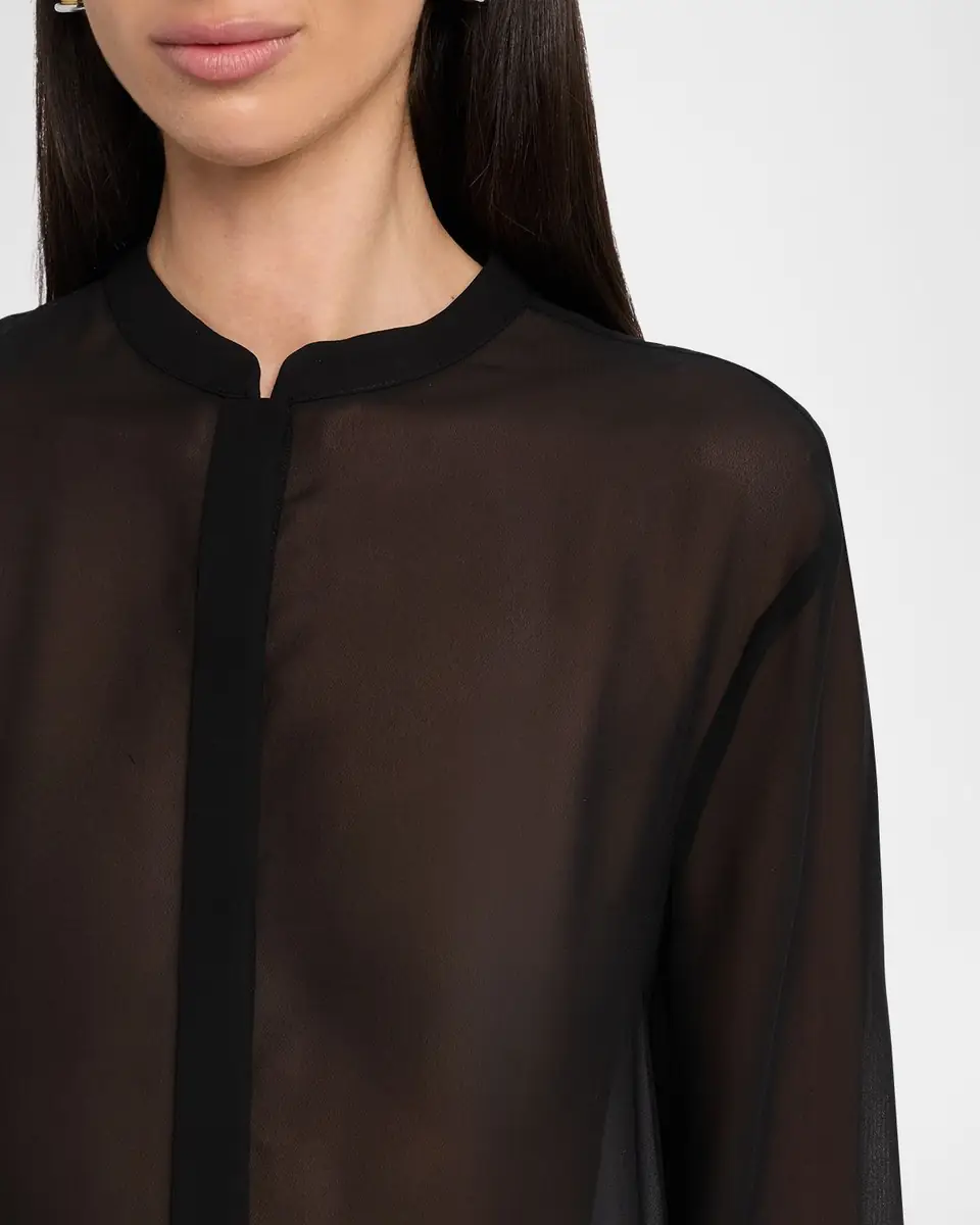 Emporio Armani High-Low Sheer Georgette Shirt | Thumbnail 5