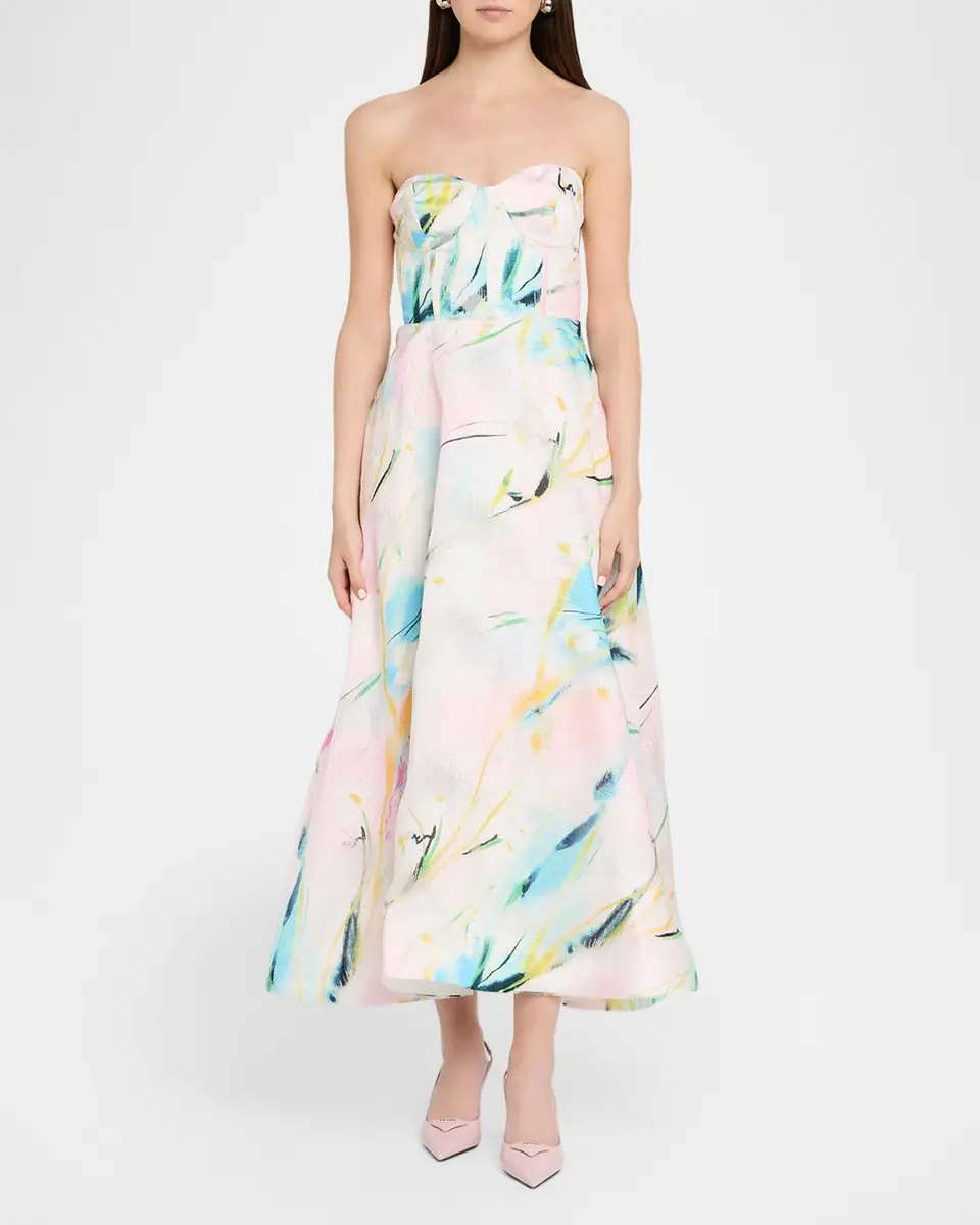 As It May Mika Strapless Jacquard Midi Dress | Thumbnail 2 As It May Mika Strapless Jacquard Midi Dress | Thumbnail 2