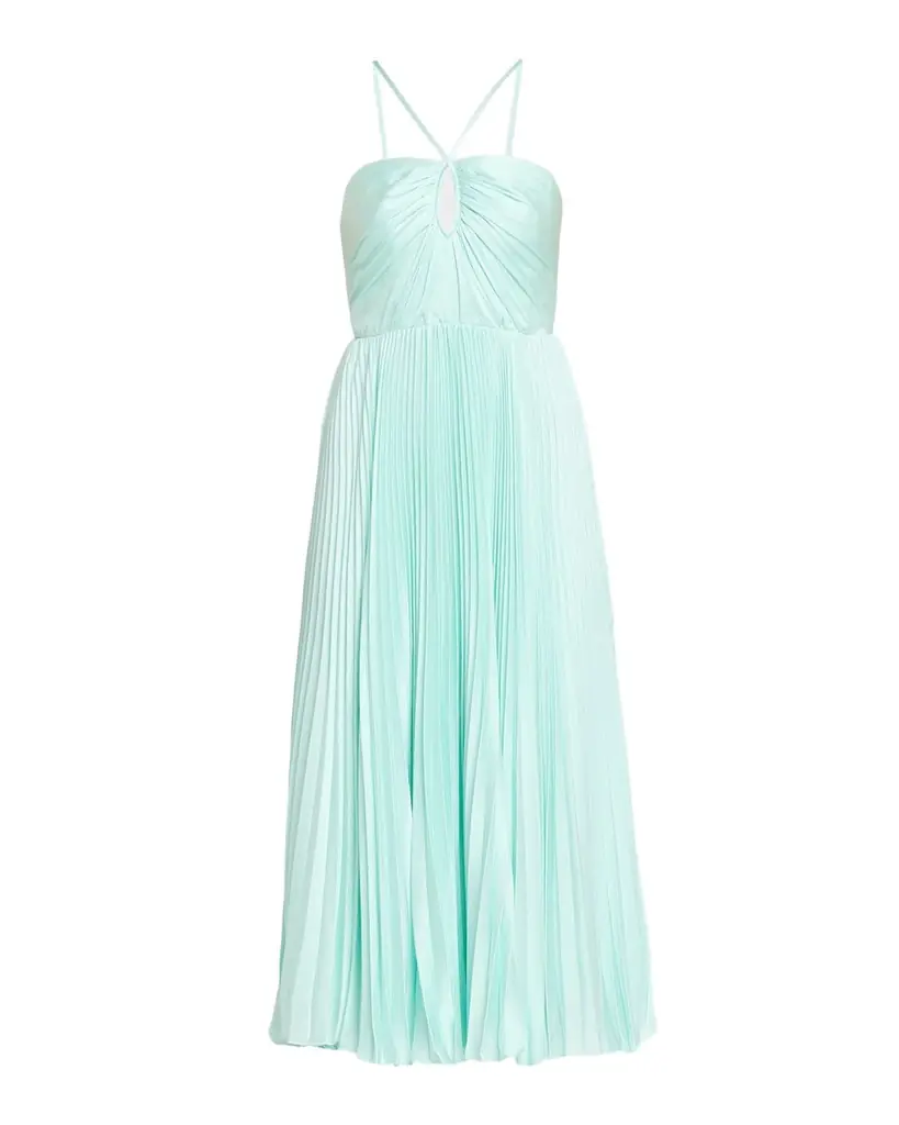 As It May Liv Pleated Satin Halter Midi Dress | Image 1 As It May Liv Pleated Satin Halter Midi Dress | Image 1