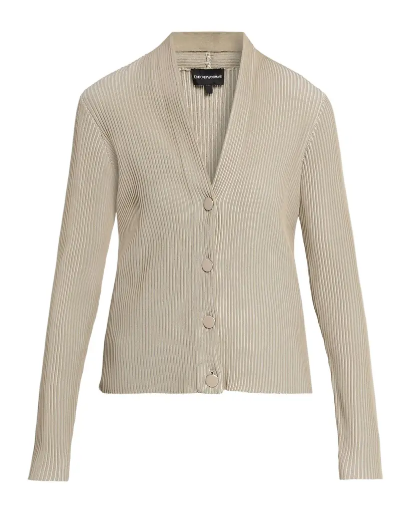 Emporio Armani Button-Down Rib Knit Cardigan | Image 1 Emporio Armani Button-Down Rib Knit Cardigan | Image 1