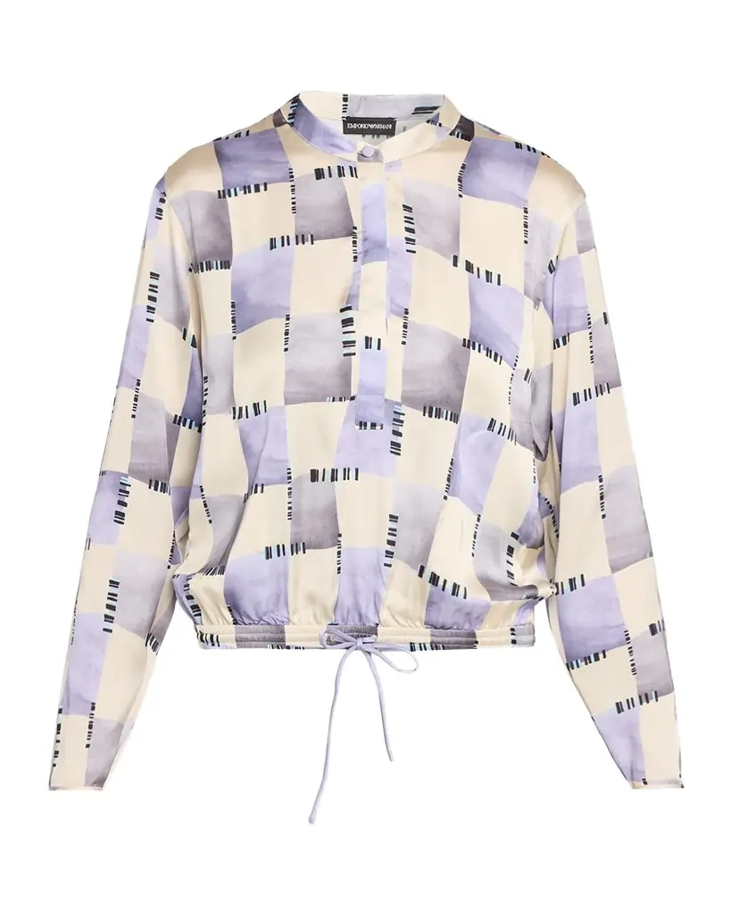 Emporio Armani Satin Check-Print Shirt | Image 1 Emporio Armani Satin Check-Print Shirt | Image 1