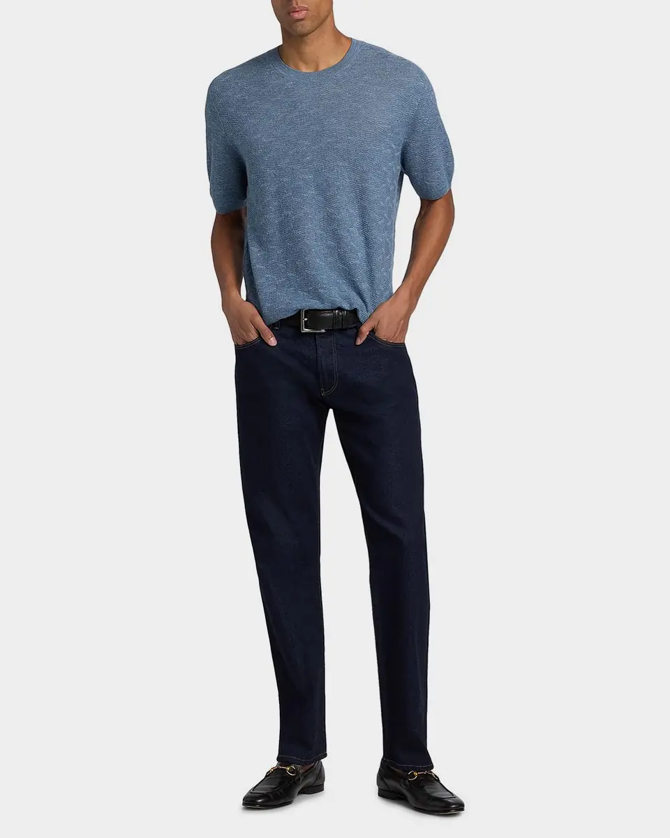 Giorgio Armani Men's Cashmere, Hemp and Silk Short-Sleeve Sweater | Thumbnail 2