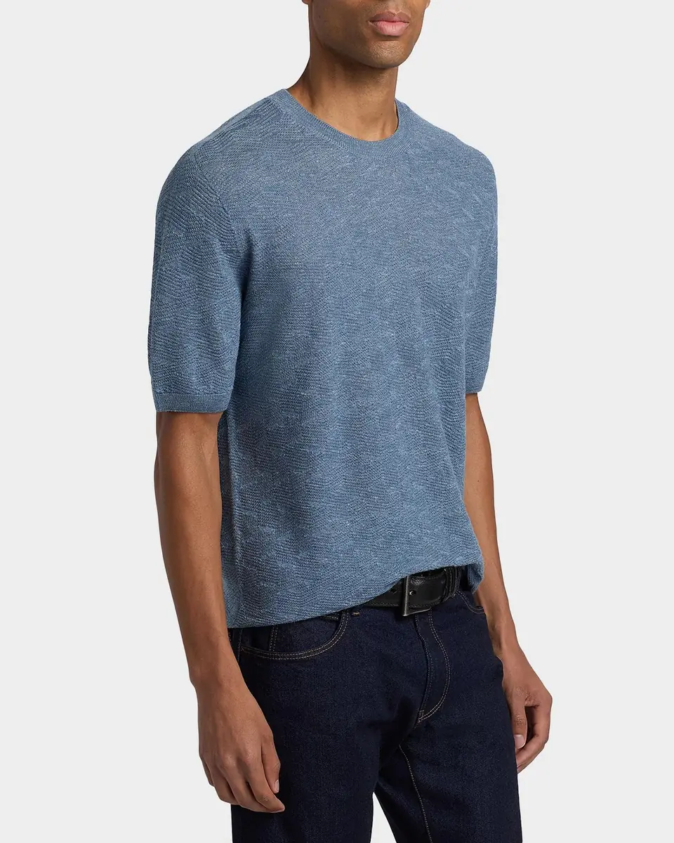 Giorgio Armani Men's Cashmere, Hemp and Silk Short-Sleeve Sweater | Thumbnail 6