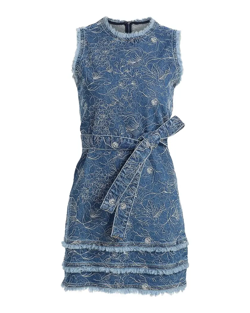 Cinq à Sept Mindie Garden Doodle Denim Mini Dress | Image 1 Cinq à Sept Mindie Garden Doodle Denim Mini Dress | Image 1