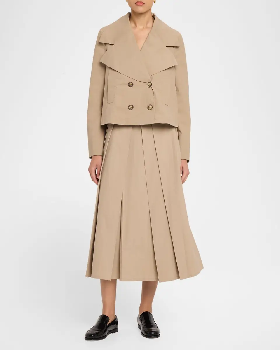 Emporio Armani Eagle Club Poplin Pleated Midi Skirt | Thumbnail 2 Emporio Armani Eagle Club Poplin Pleated Midi Skirt | Thumbnail 2