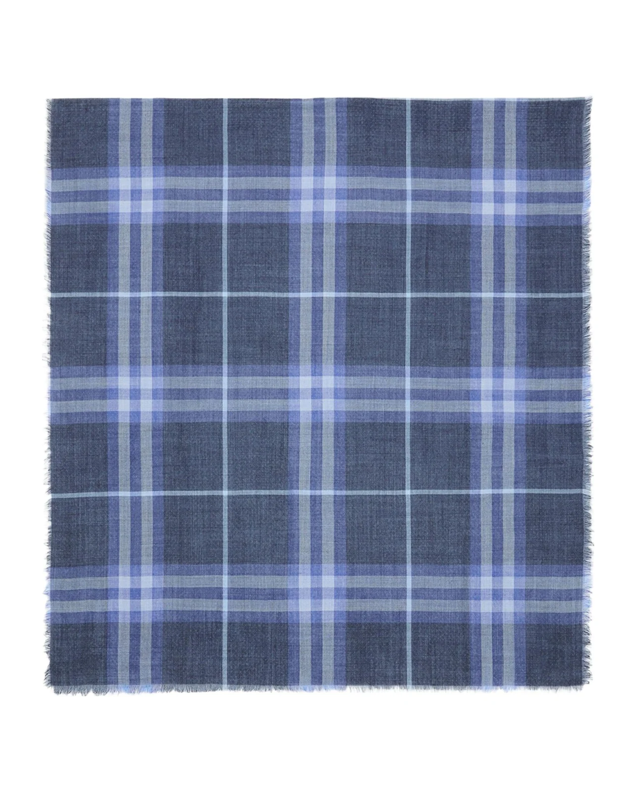Wide Check Wool & Silk Scarf