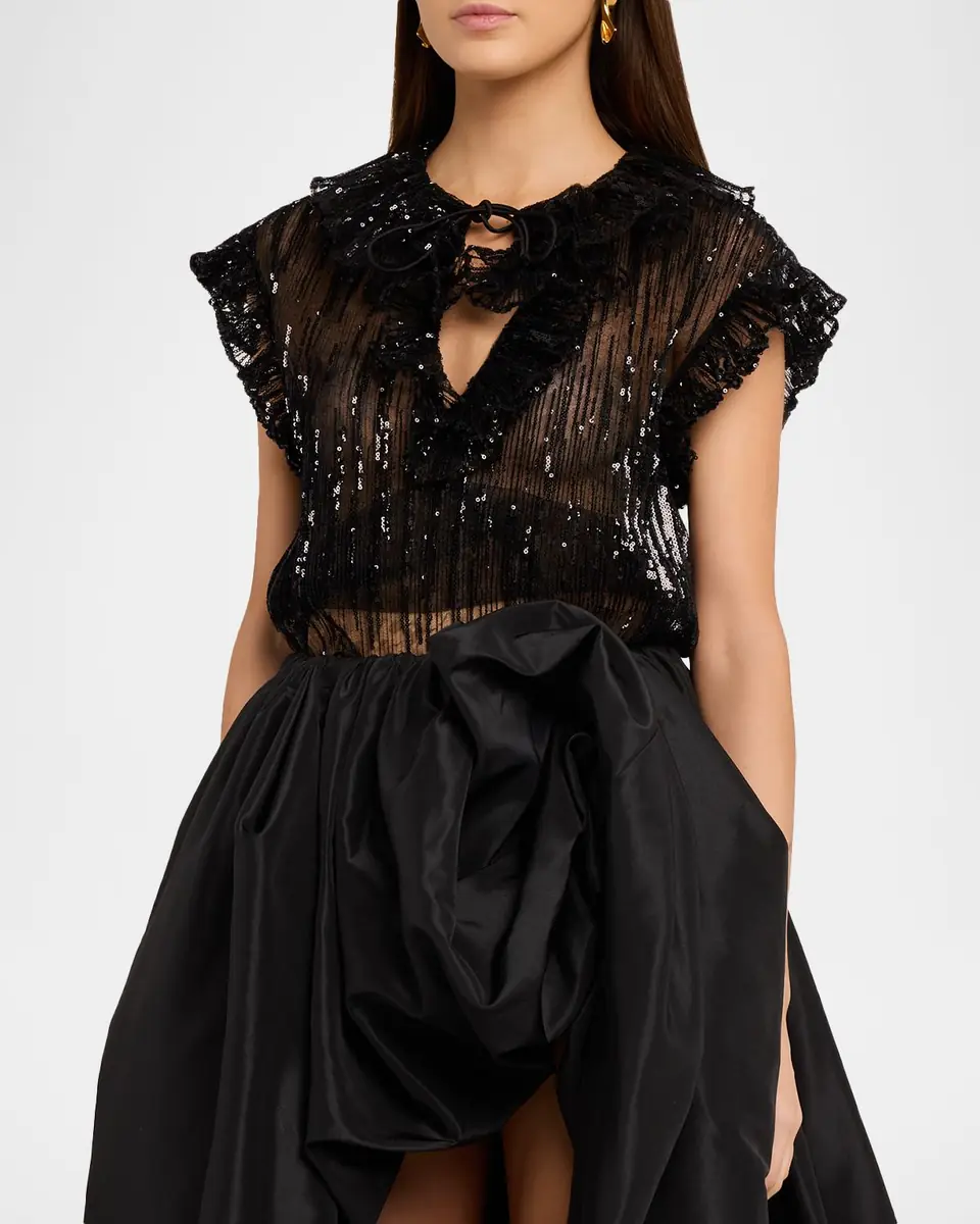 Aknvas Este Sequined Ruffle Tulle Top | Thumbnail 4 Aknvas Este Sequined Ruffle Tulle Top | Thumbnail 4
