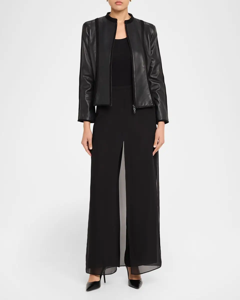 Emporio Armani Layered Straight-Leg Georgette Culottes | Thumbnail 2