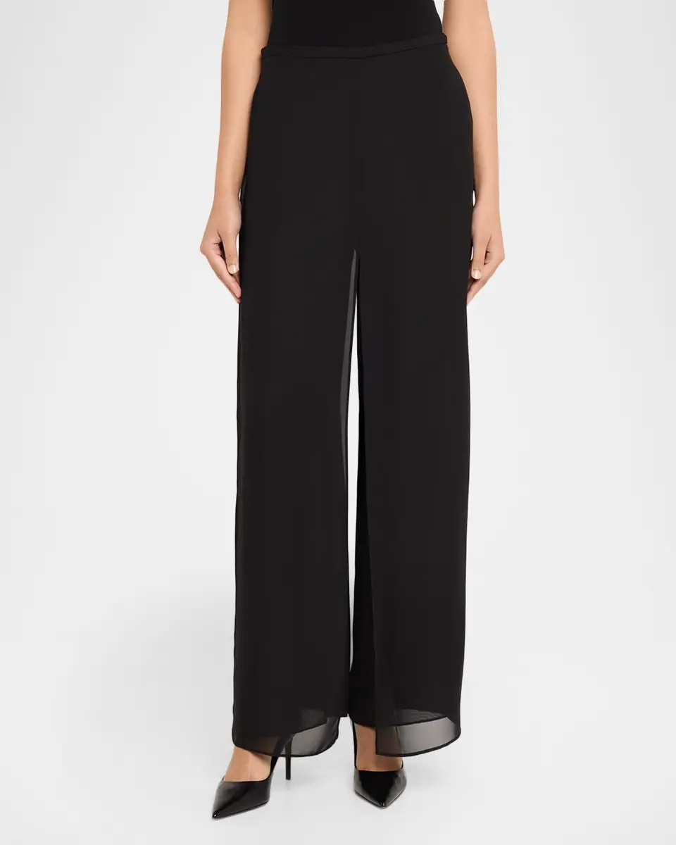Emporio Armani Layered Straight-Leg Georgette Culottes | Thumbnail 4