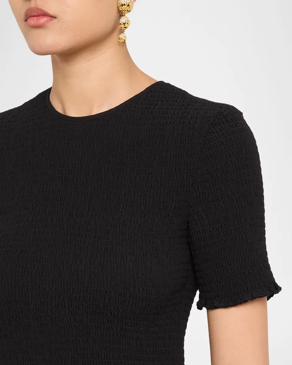 Emporio Armani Smocked Technical Georgette Midi Dress | Thumbnail 5 Emporio Armani Smocked Technical Georgette Midi Dress | Thumbnail 5