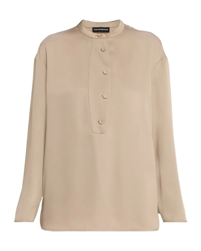 Emporio Armani Button-Down Twill Crepe Shirt | Image 1 Emporio Armani Button-Down Twill Crepe Shirt | Image 1