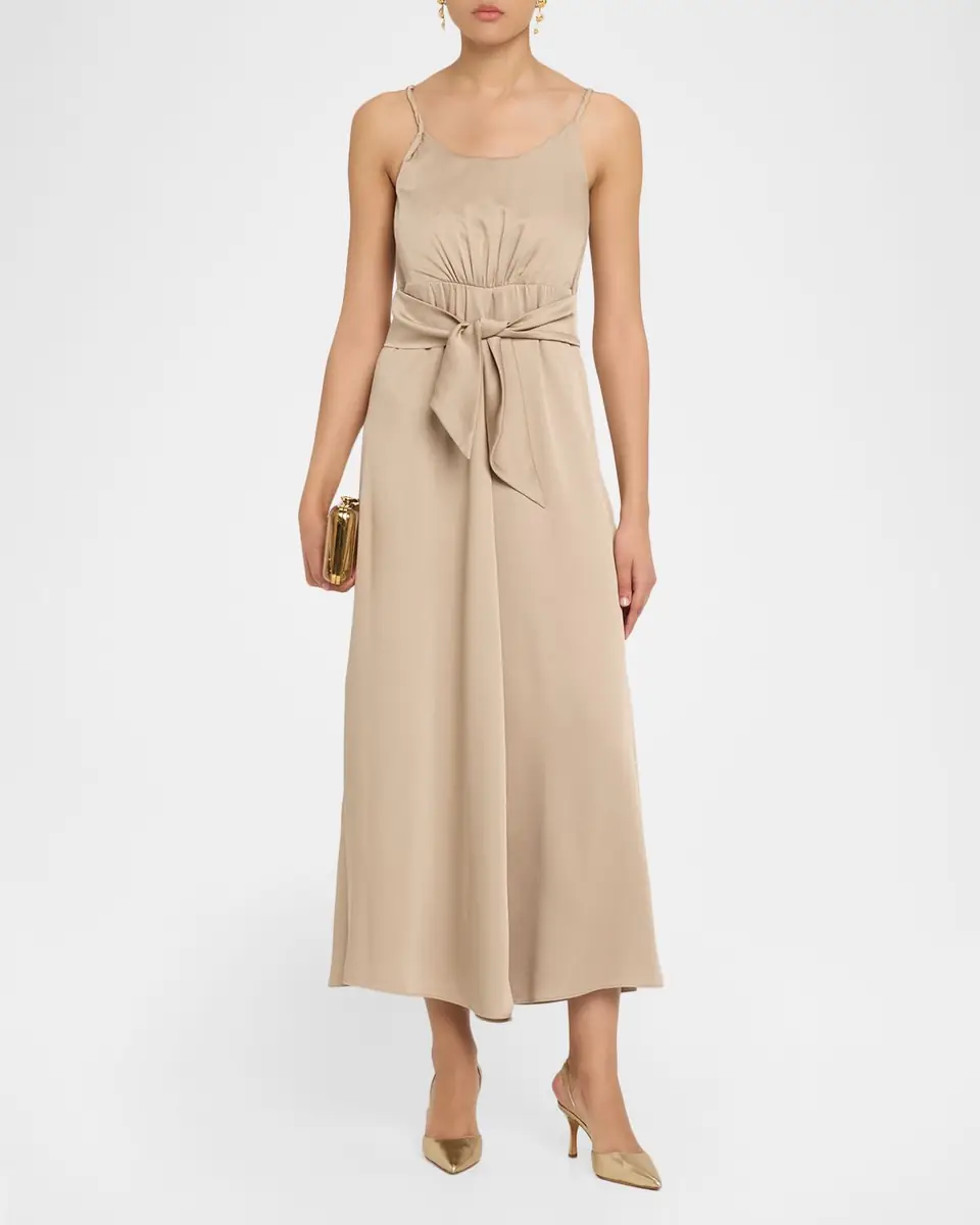 Emporio Armani Multi-Slit Twill Crepe Midi Dress | Thumbnail 2 Emporio Armani Multi-Slit Twill Crepe Midi Dress | Thumbnail 2