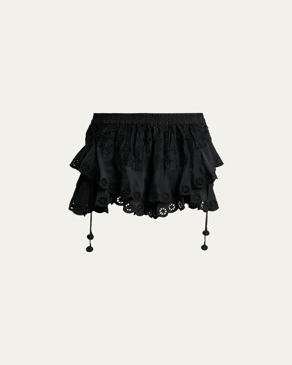 Isabel Marant Neis Eyelet Ruffle Pull-On Shorts | Thumbnail 5 Isabel Marant Neis Eyelet Ruffle Pull-On Shorts | Thumbnail 5