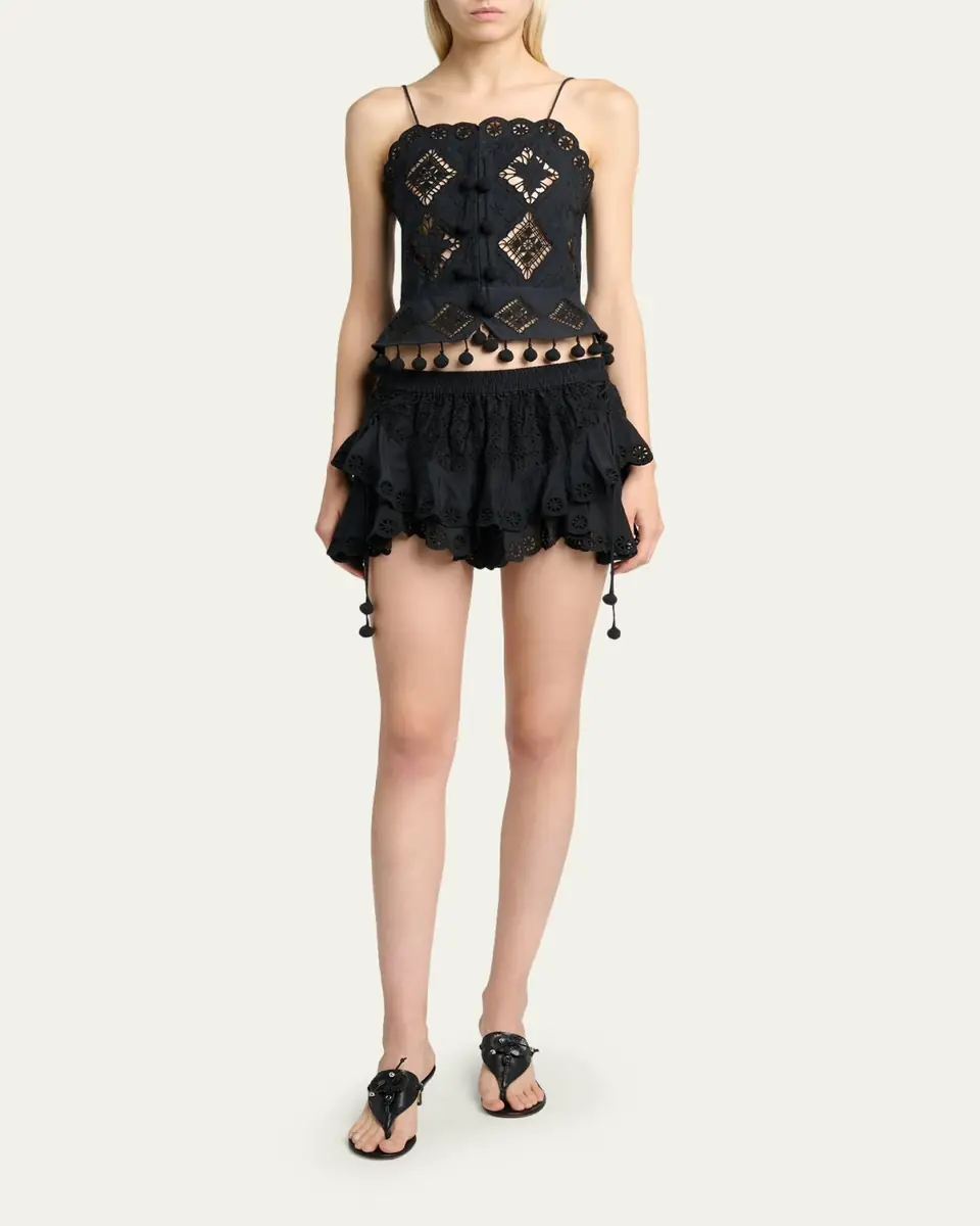 Isabel Marant Neis Eyelet Ruffle Pull-On Shorts | Thumbnail 6 Isabel Marant Neis Eyelet Ruffle Pull-On Shorts | Thumbnail 6