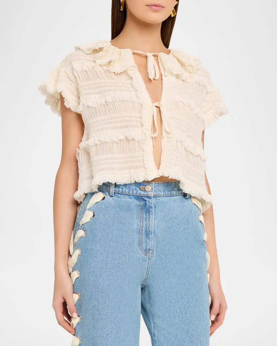 AKNVAS Audra Ruffled Tie-Front Blouse | Thumbnail 3 AKNVAS Audra Ruffled Tie-Front Blouse | Thumbnail 3