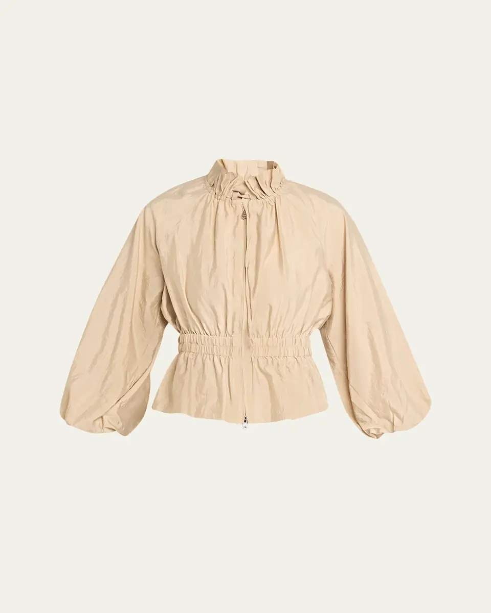 Cinq à Sept Deana Ruffled-Collar Nylon Peplum Jacket | Thumbnail 3 Cinq à Sept Deana Ruffled-Collar Nylon Peplum Jacket | Thumbnail 3