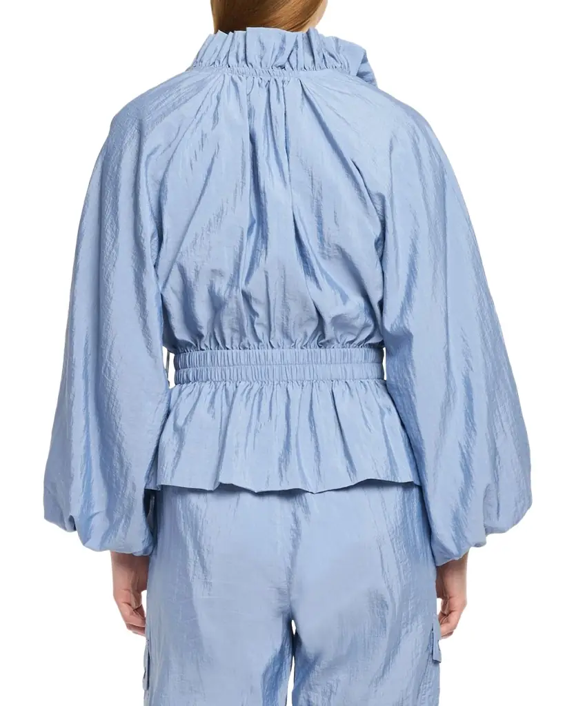 Deana Ruffled-Collar Nylon Peplum Jacket Deana Ruffled-Collar Nylon Peplum Jacket