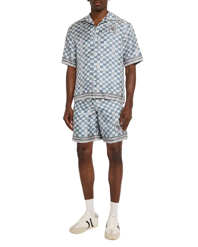 Amiri Men 's MA Checkered Silk Shorts | Image 1 Amiri Men 's MA Checkered Silk Shorts | Image 1