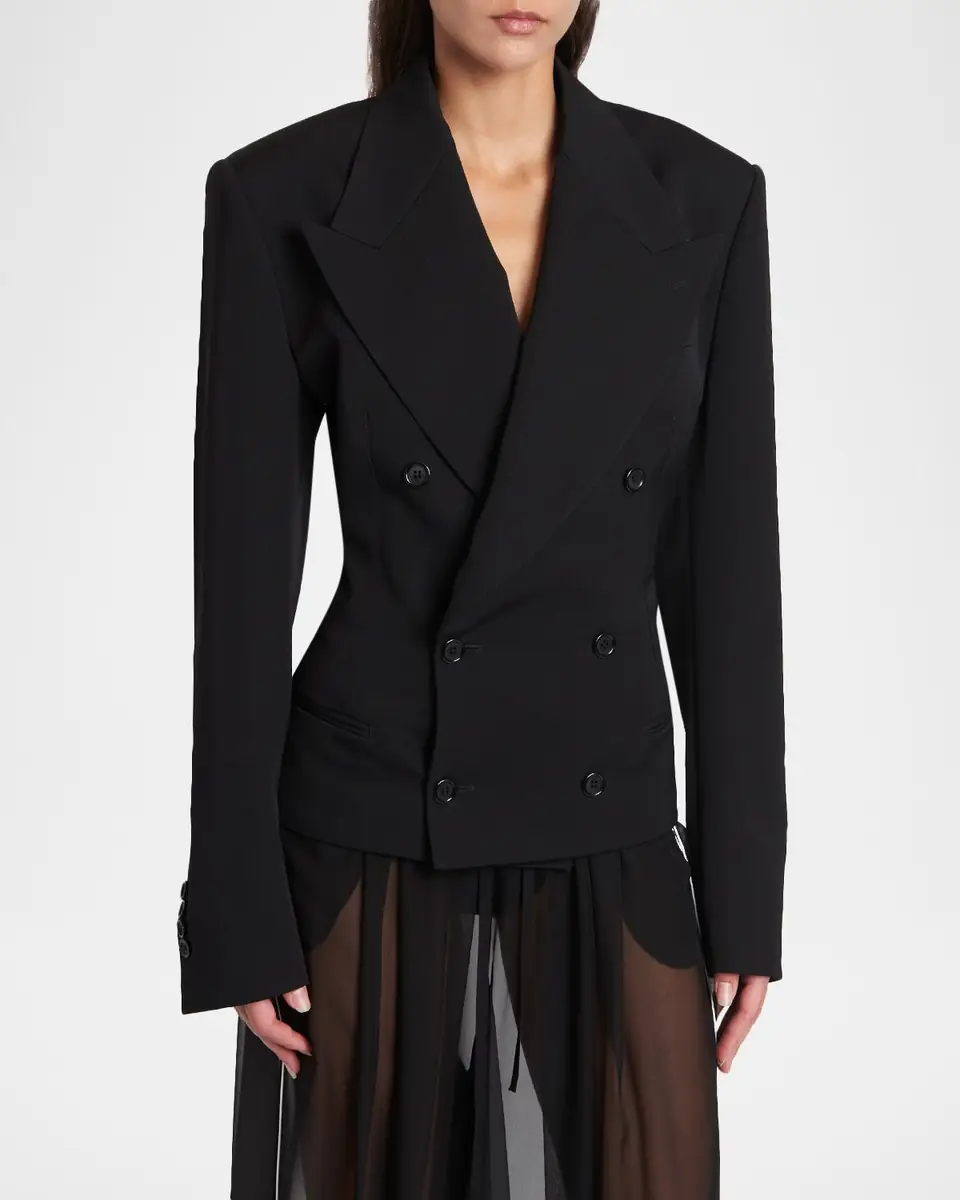 Dolce & Gabbana Exaggerated Shoulder Double-Breasted Silk Jacket | Thumbnail 2 Dolce & Gabbana Exaggerated Shoulder Double-Breasted Silk Jacket | Thumbnail 2
