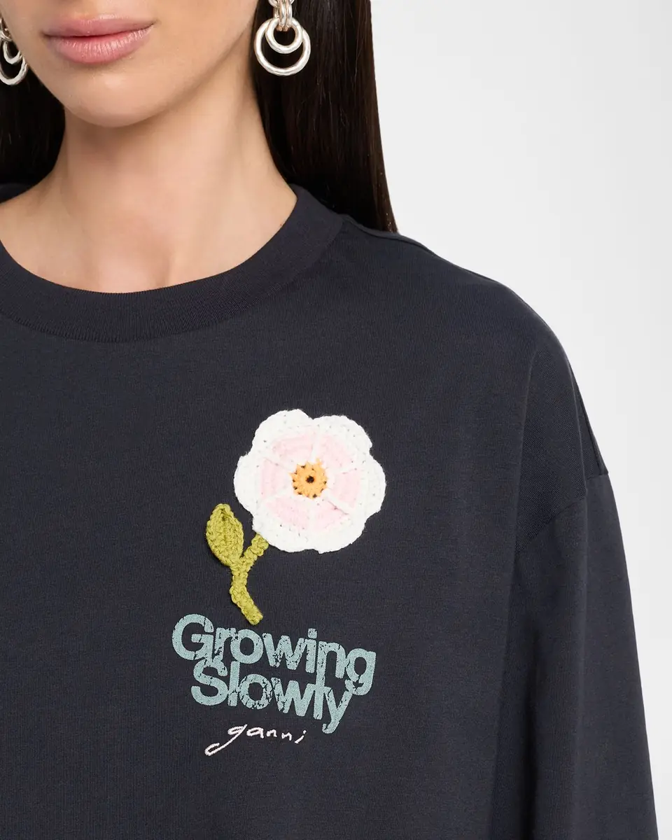 Ganni Embroidered Long-Sleeve Tee | Thumbnail 5 Ganni Embroidered Long-Sleeve Tee | Thumbnail 5