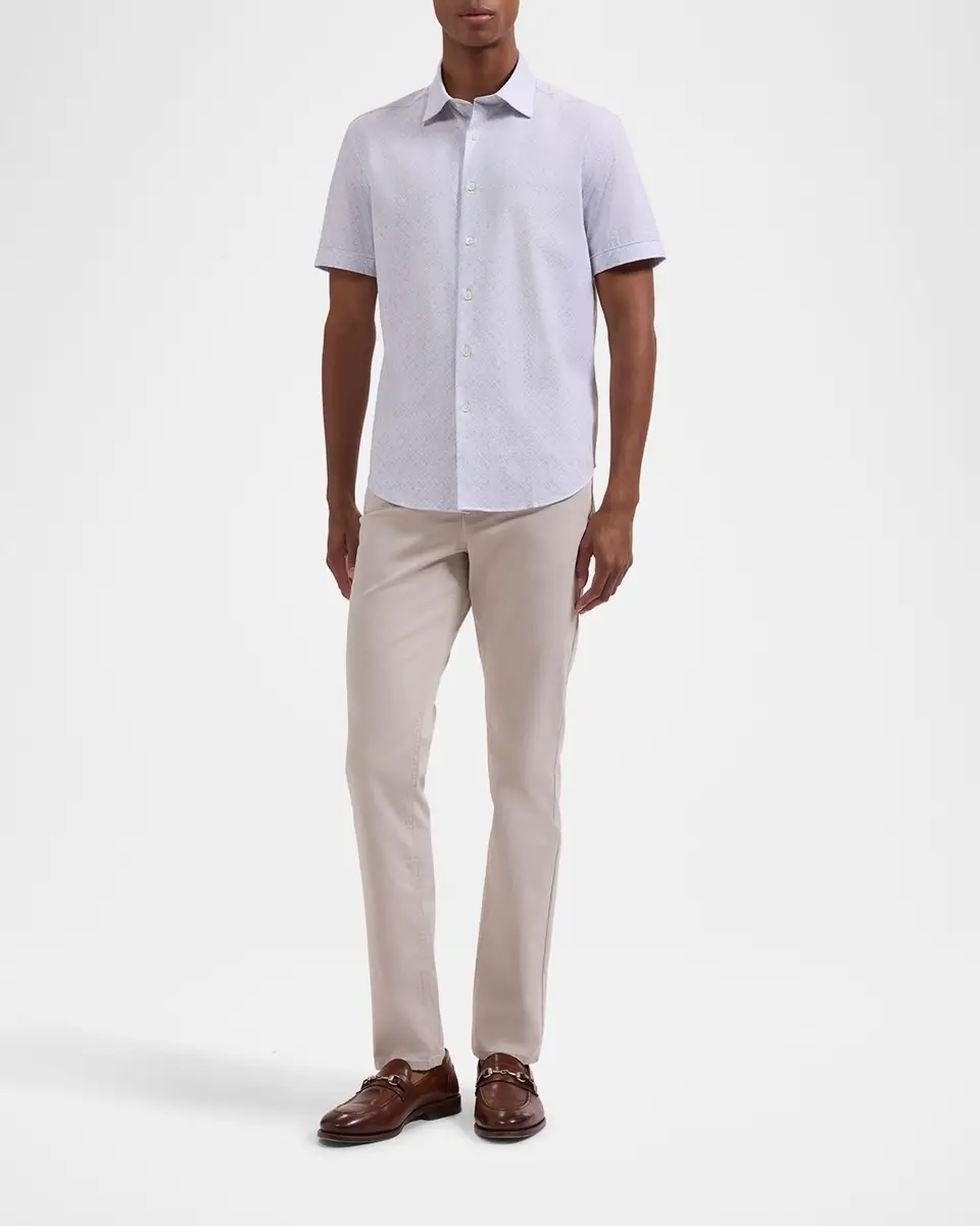 Bugatchi Men's Miles Geometric-Print OoohCotton Short-Sleeve Shirt | Thumbnail 2 Bugatchi Men's Miles Geometric-Print OoohCotton Short-Sleeve Shirt | Thumbnail 2