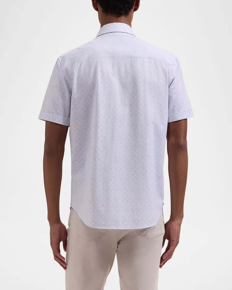 Bugatchi Men's Miles Geometric-Print OoohCotton Short-Sleeve Shirt | Thumbnail 3 Bugatchi Men's Miles Geometric-Print OoohCotton Short-Sleeve Shirt | Thumbnail 3