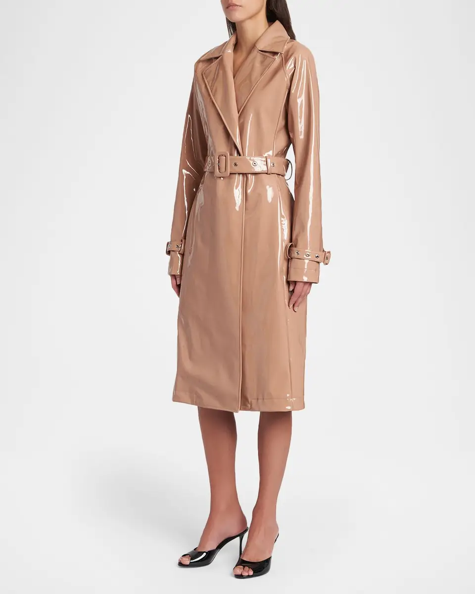 Dolce & Gabbana Coated Faux Leather Belted Trench Coat | Thumbnail 4 Dolce & Gabbana Coated Faux Leather Belted Trench Coat | Thumbnail 4