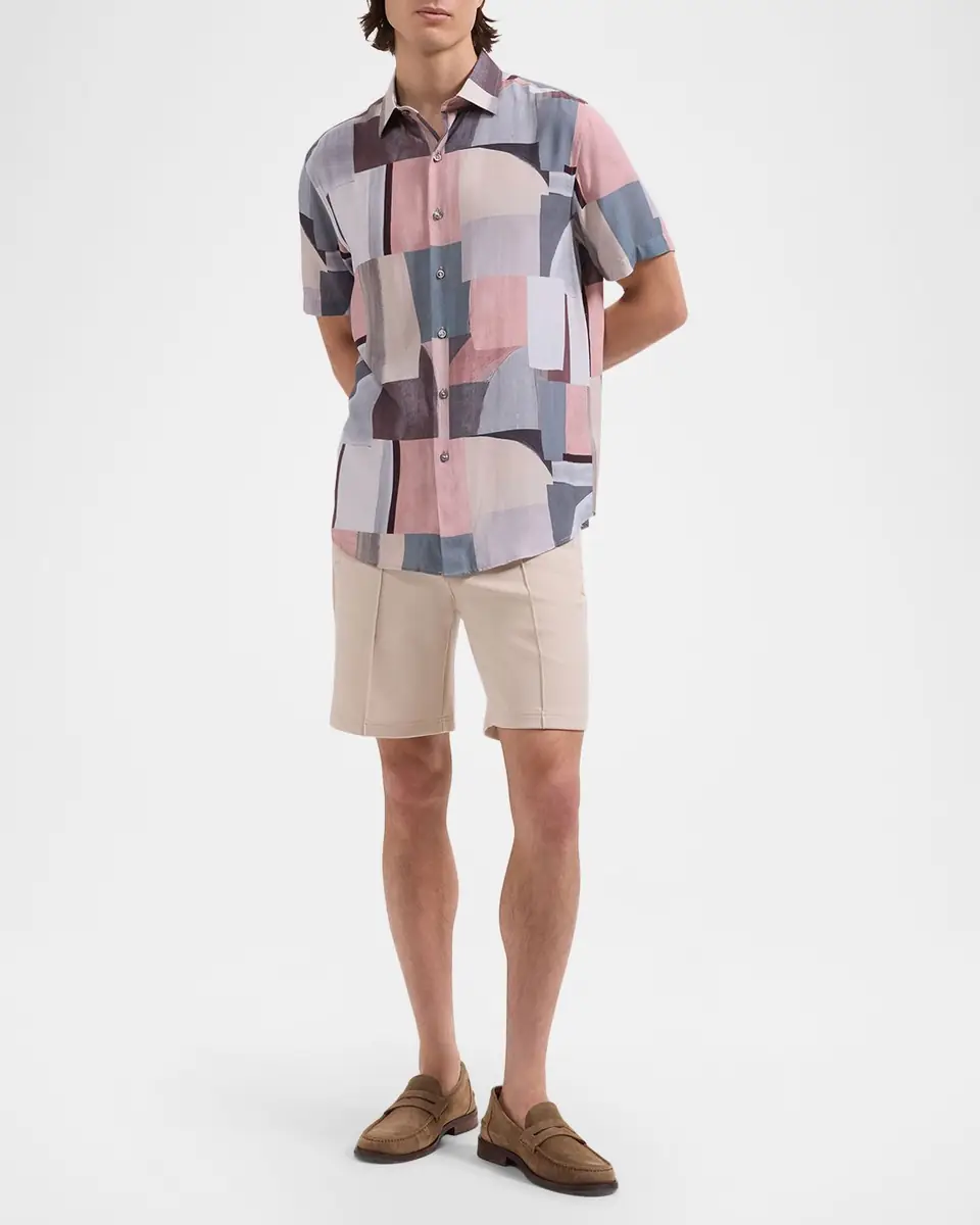 Bugatchi Men's Orson Abstract-Print Viscose Short-Sleeve Shirt | Thumbnail 2