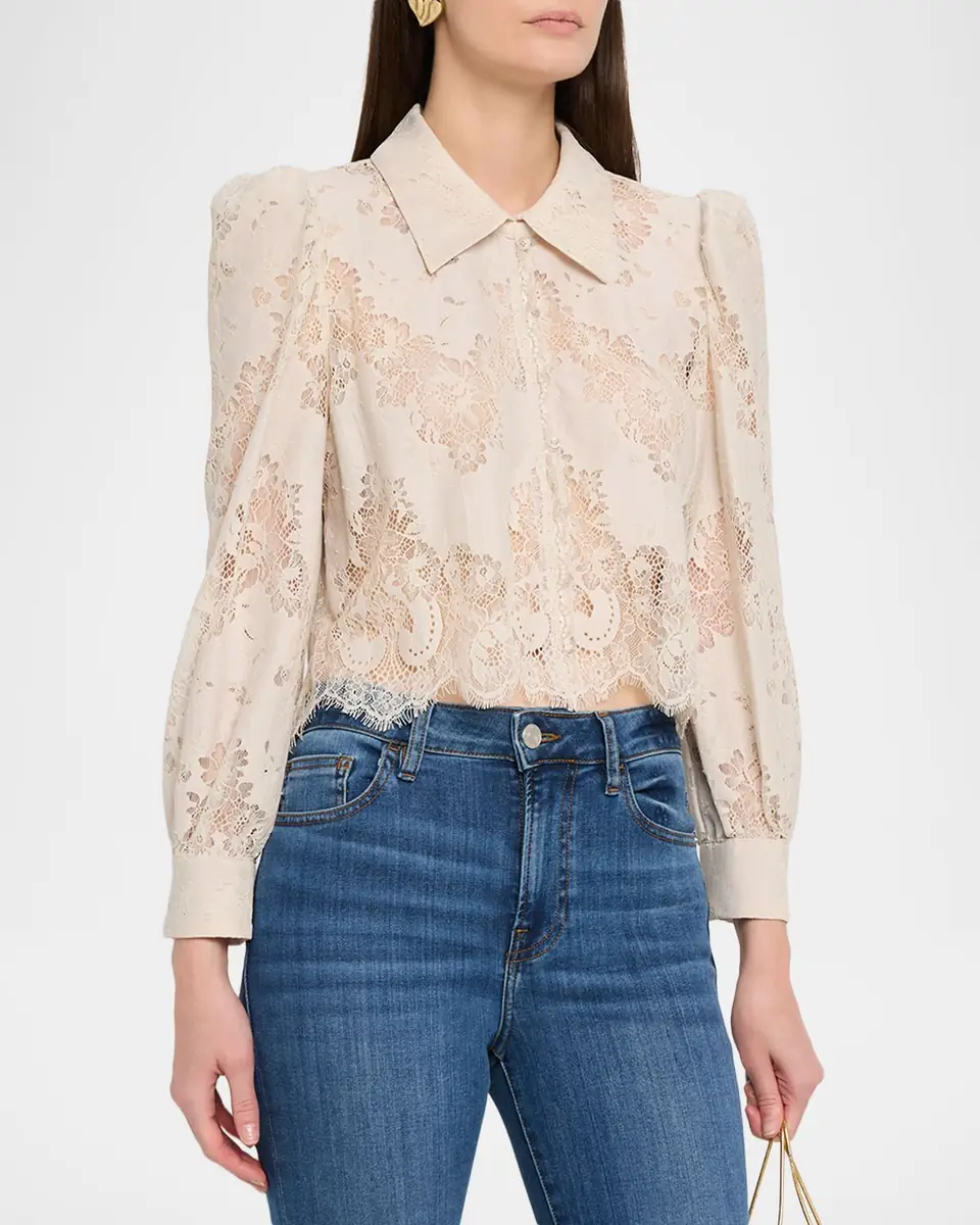 L'Agence Anita Lace Button-Front Blouse | Thumbnail 4 L'Agence Anita Lace Button-Front Blouse | Thumbnail 4