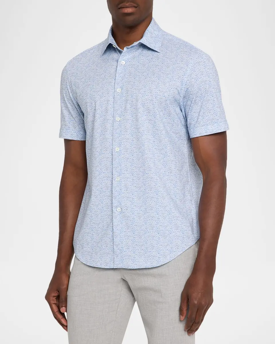 Bugatchi Men's Miles Bistro-Print OoohCotton 8-Way Stretch Short-Sleeve Shirt | Thumbnail 4 Bugatchi Men's Miles Bistro-Print OoohCotton 8-Way Stretch Short-Sleeve Shirt | Thumbnail 4
