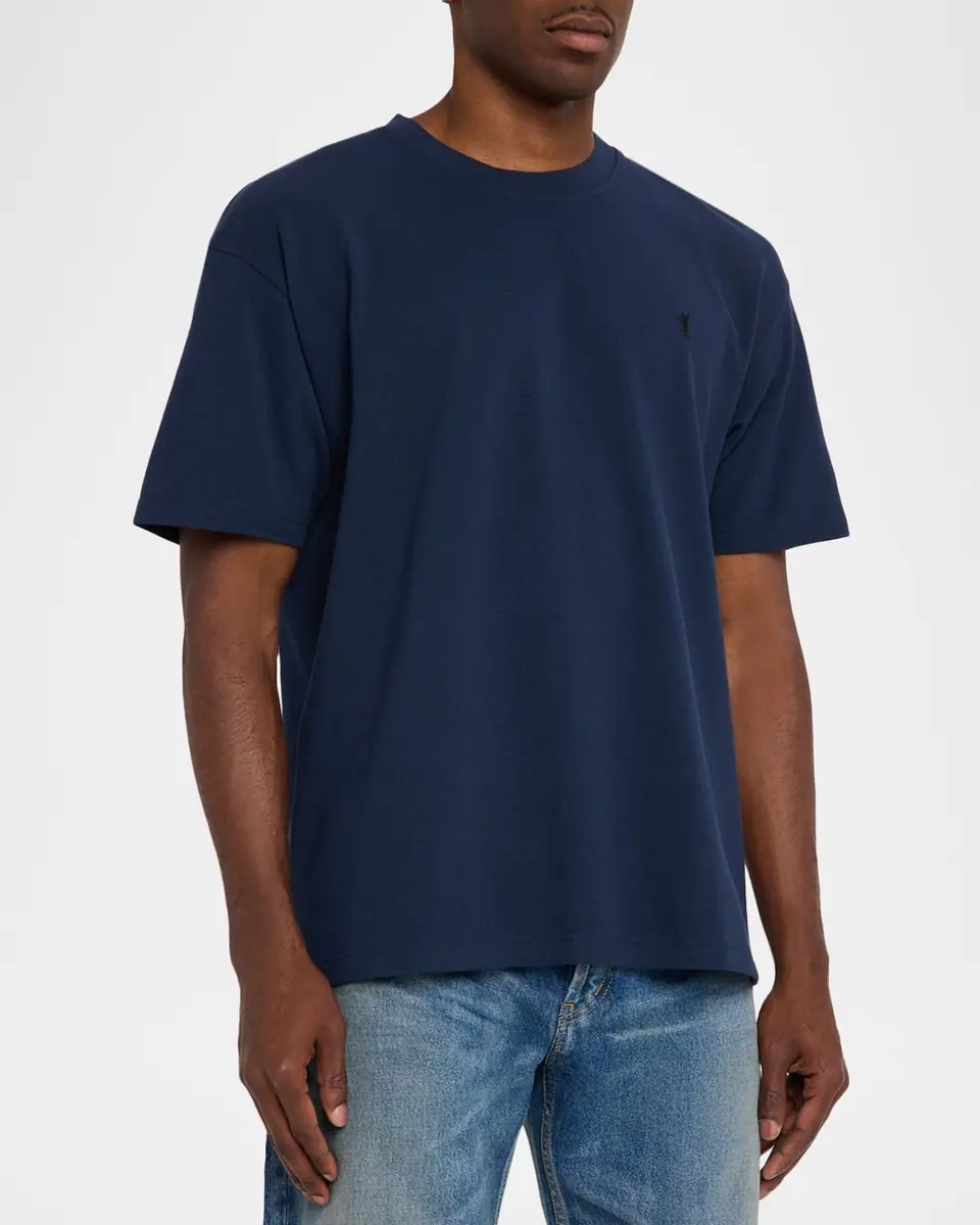 Saint Laurent Men's Embroidered Cassandre Logo T Shirt | Thumbnail 4