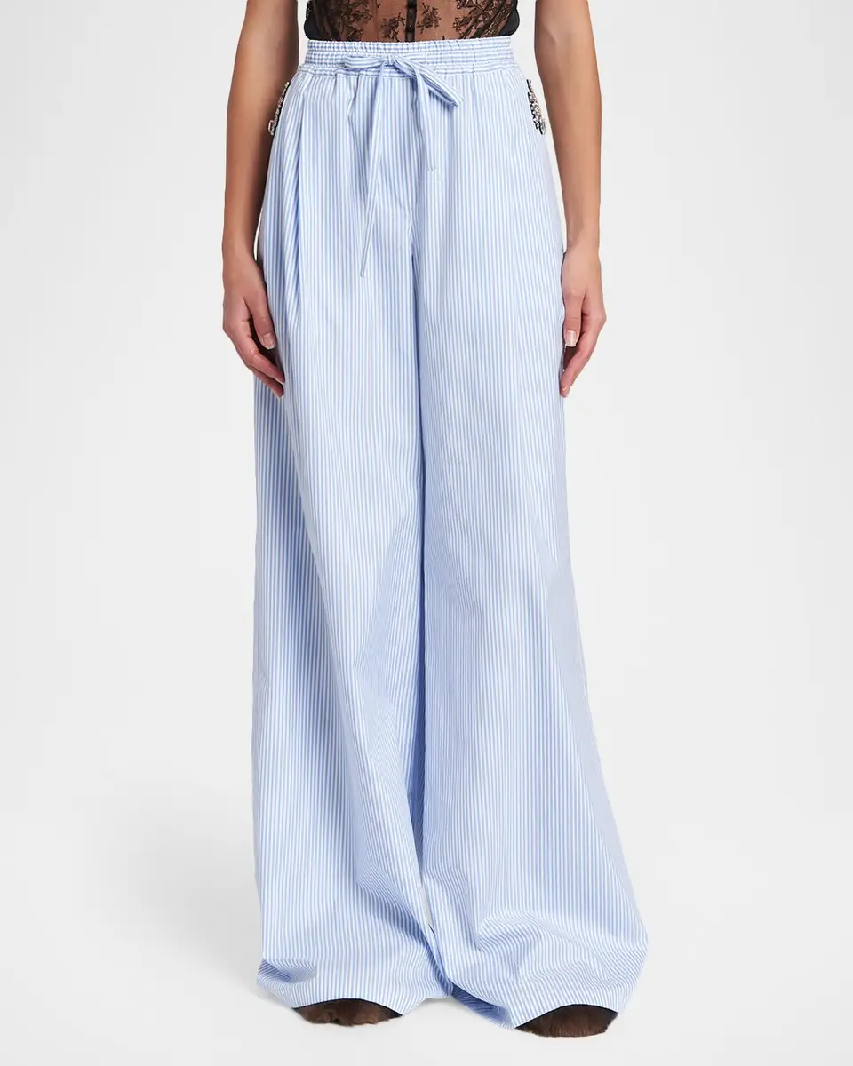 Dolce & Gabbana Embellished Striped Wide-Leg Pull-On Pants | Thumbnail 4 Dolce & Gabbana Embellished Striped Wide-Leg Pull-On Pants | Thumbnail 4
