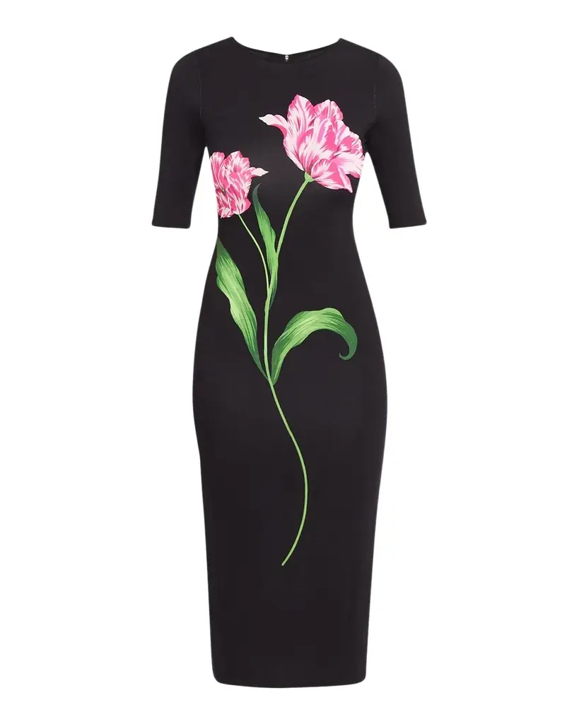 Milly Abbygail Floral-Print Jersey Midi Sheath Dress | Image 1 Milly Abbygail Floral-Print Jersey Midi Sheath Dress | Image 1