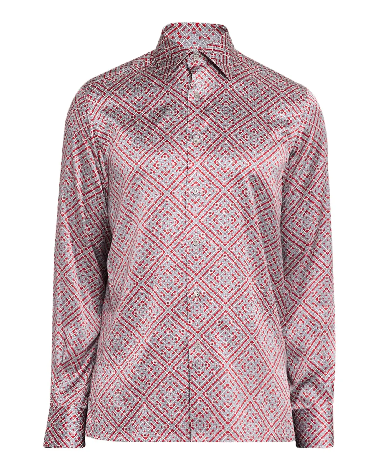 Men's Silk Geometric Classic-Fit Sport Shirt