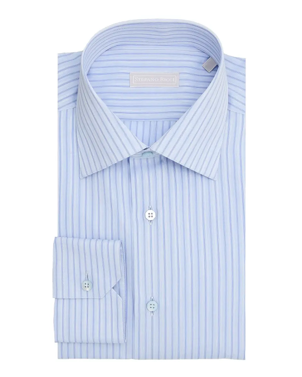 Stefano Ricci Men's Cotton Tonal Double-Stripe Dress Shirt | Thumbnail 3 Stefano Ricci Men's Cotton Tonal Double-Stripe Dress Shirt | Thumbnail 3